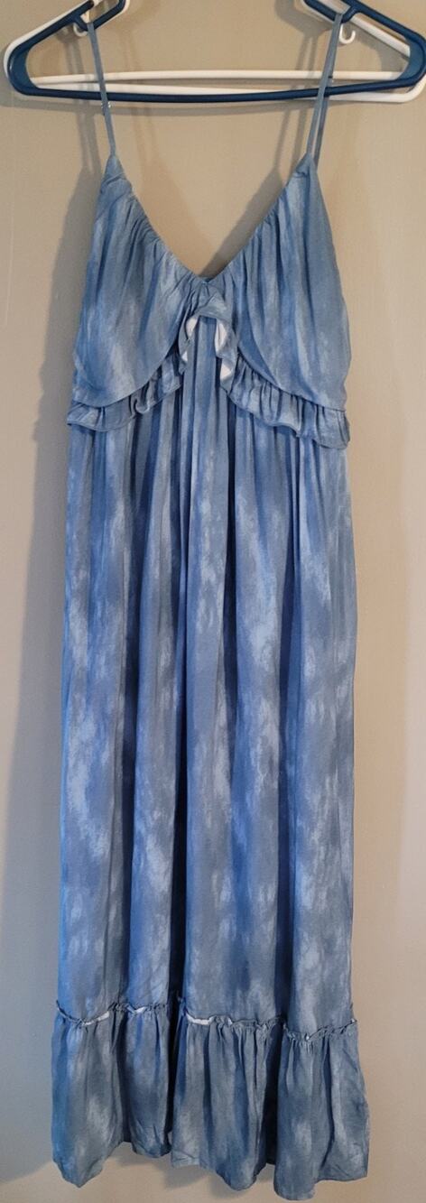 Peach Love California Summer Sky Maxi Dress Blue Size Small Lined